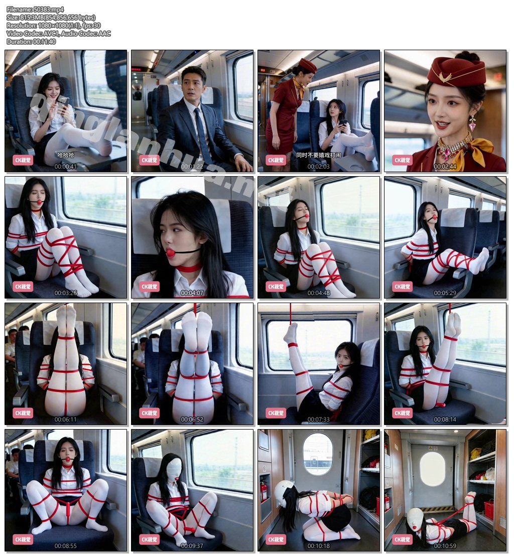 50383----【CK视觉】惩罚高铁上的不文明的女孩，白色丝袜，口球，乳胶头套，捆绑，吊.jpg
